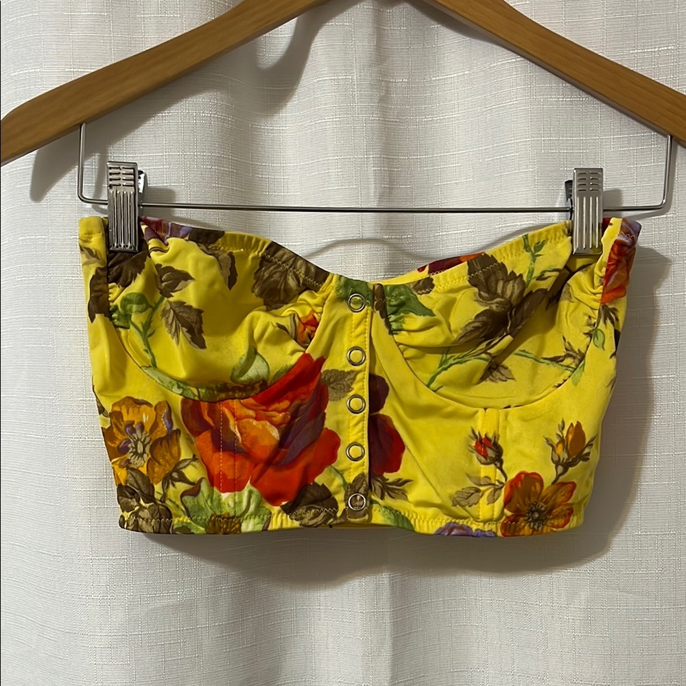 Floral Yellow Crop Top